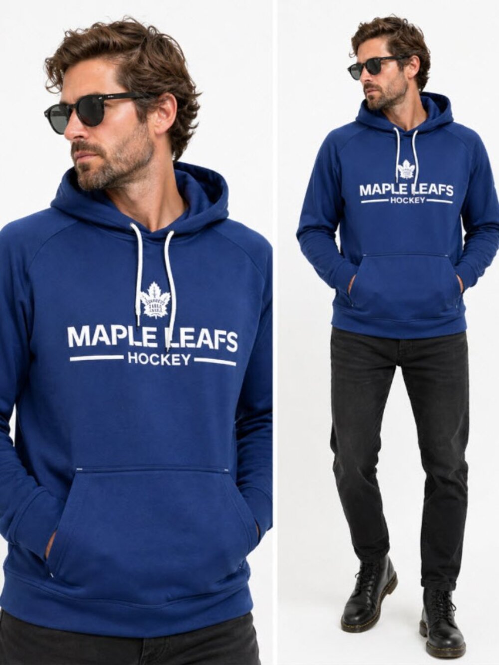NHL Toronto Maple Leafs Hoodie Blue Logo Pullover Fanatics Size Large